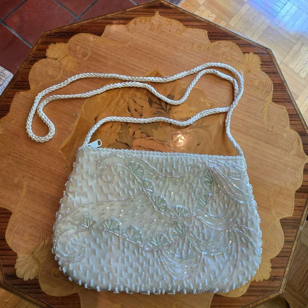 Vintage Beaded Evening Bag in White & Pastels​​